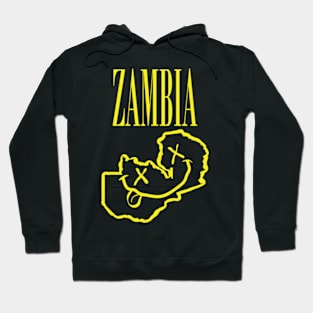 Copy of Vibrant Zambia Africa x Eyes Happy Face: Unleash Your 90s Grunge Spirit! Smiling Squiggly Mouth Dazed Smiley Face Hoodie